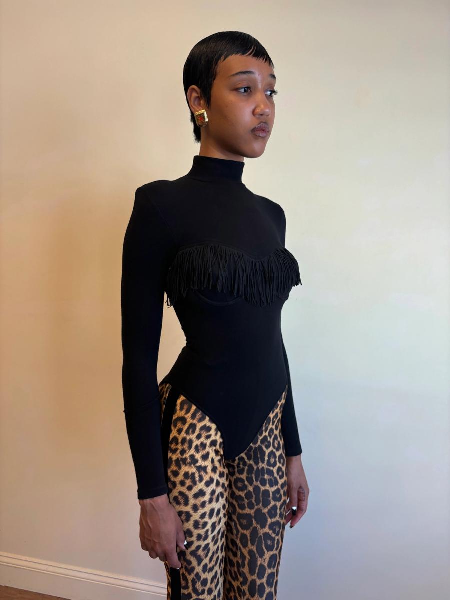 Chantal Thomass A/W 1993 Black Fringe Bodysuit product image