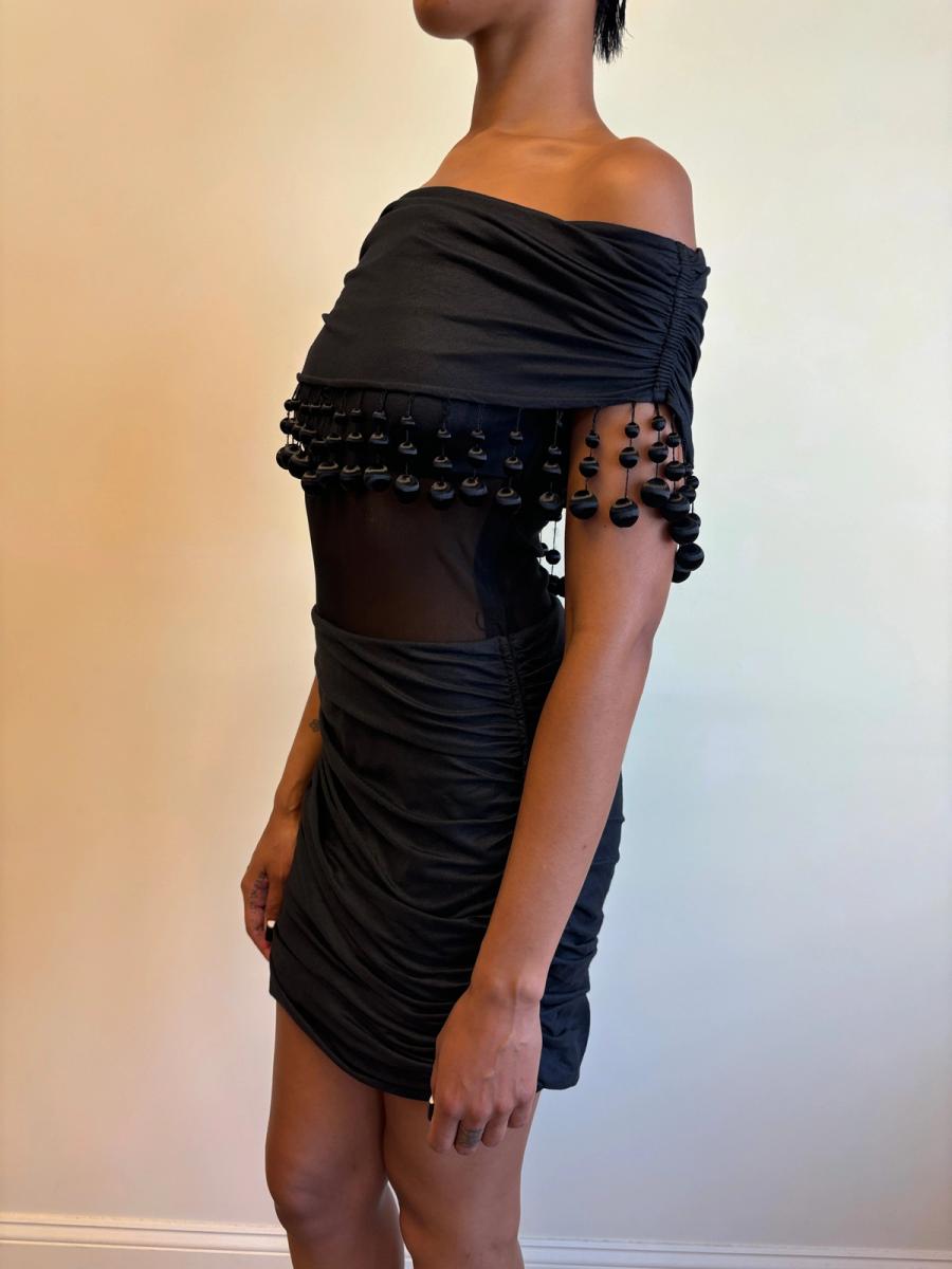 80s Victorio & Lucchino Black Bauble Cutout Dress product image