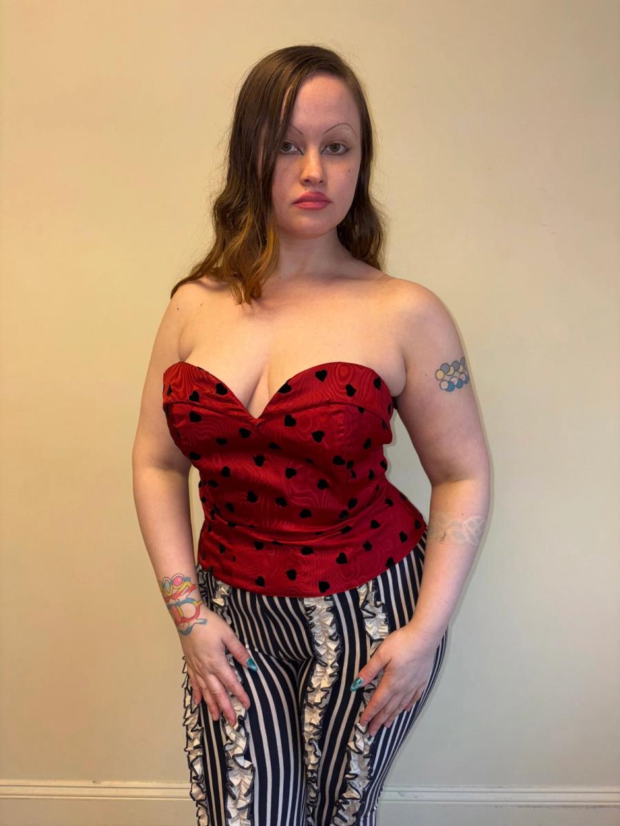 80s Krizia Moiré Flocked Bustier product image