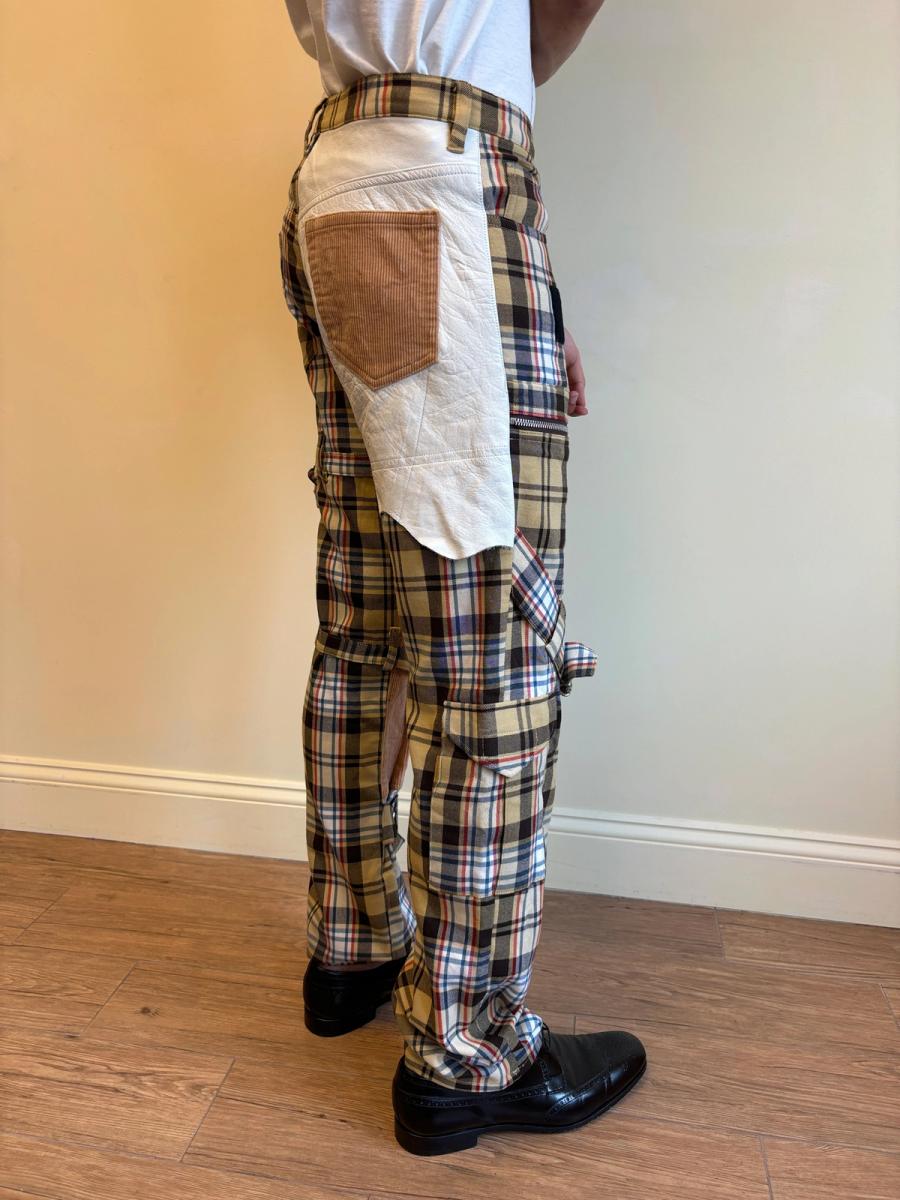 Milkboy Leather Patchwork Plaid Pants product image