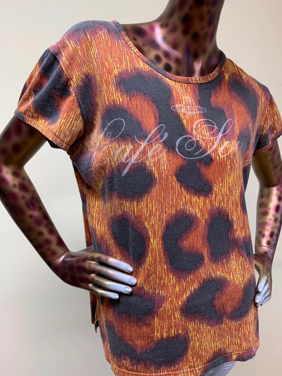 90s Vivienne Westwood 'Cafe Society' Cheetah Print T-shirt product image