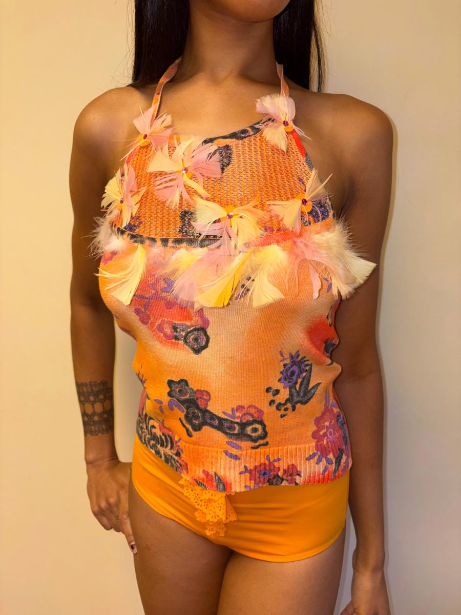 Vintage Christian Lacroix Feather Knit Top product image