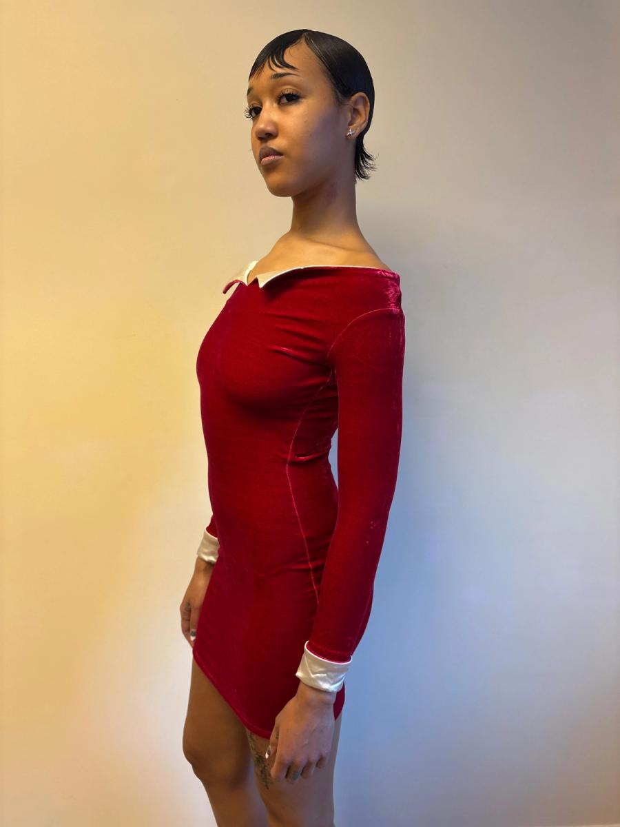 Capucine Puerari Hot Pink Velvet Collared Dress product image