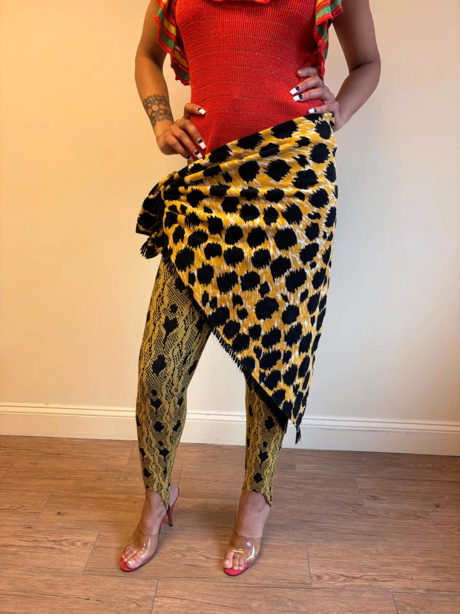 80s Yvan & Marzia Terrycloth Leopard Print Scarf  product image