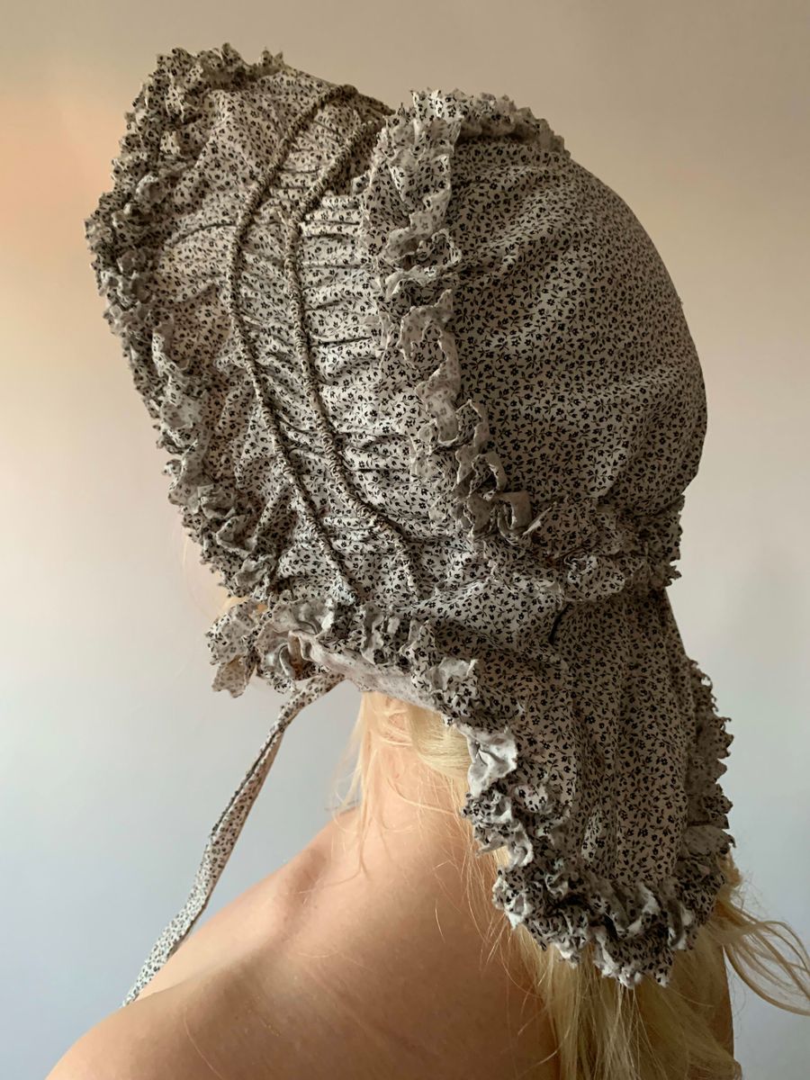 1800s Calico French Calash Bonnet product image