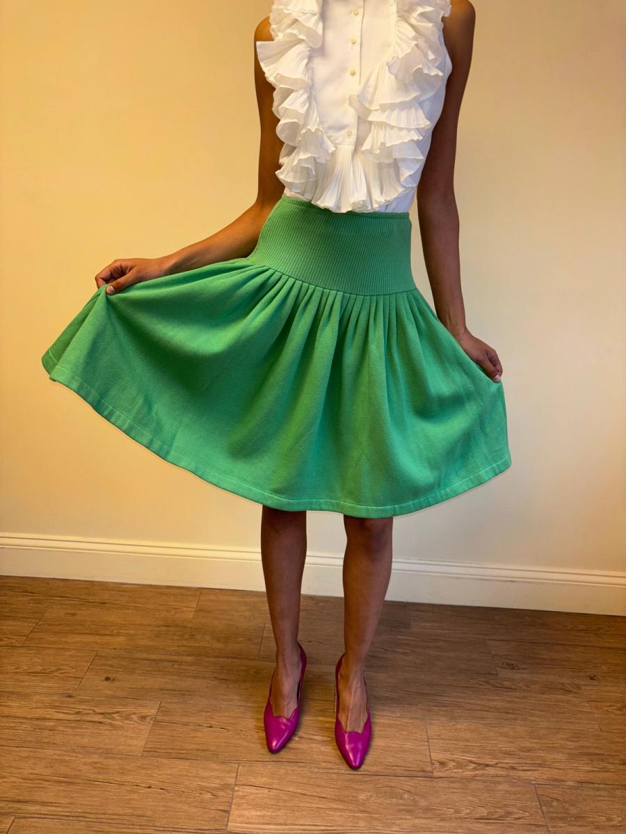 80s Norma Kamali Green Sweat Skirt product image