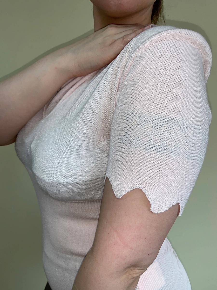 Vivienne Westwood Pale Pink Scalloped Knit Tie Top product image