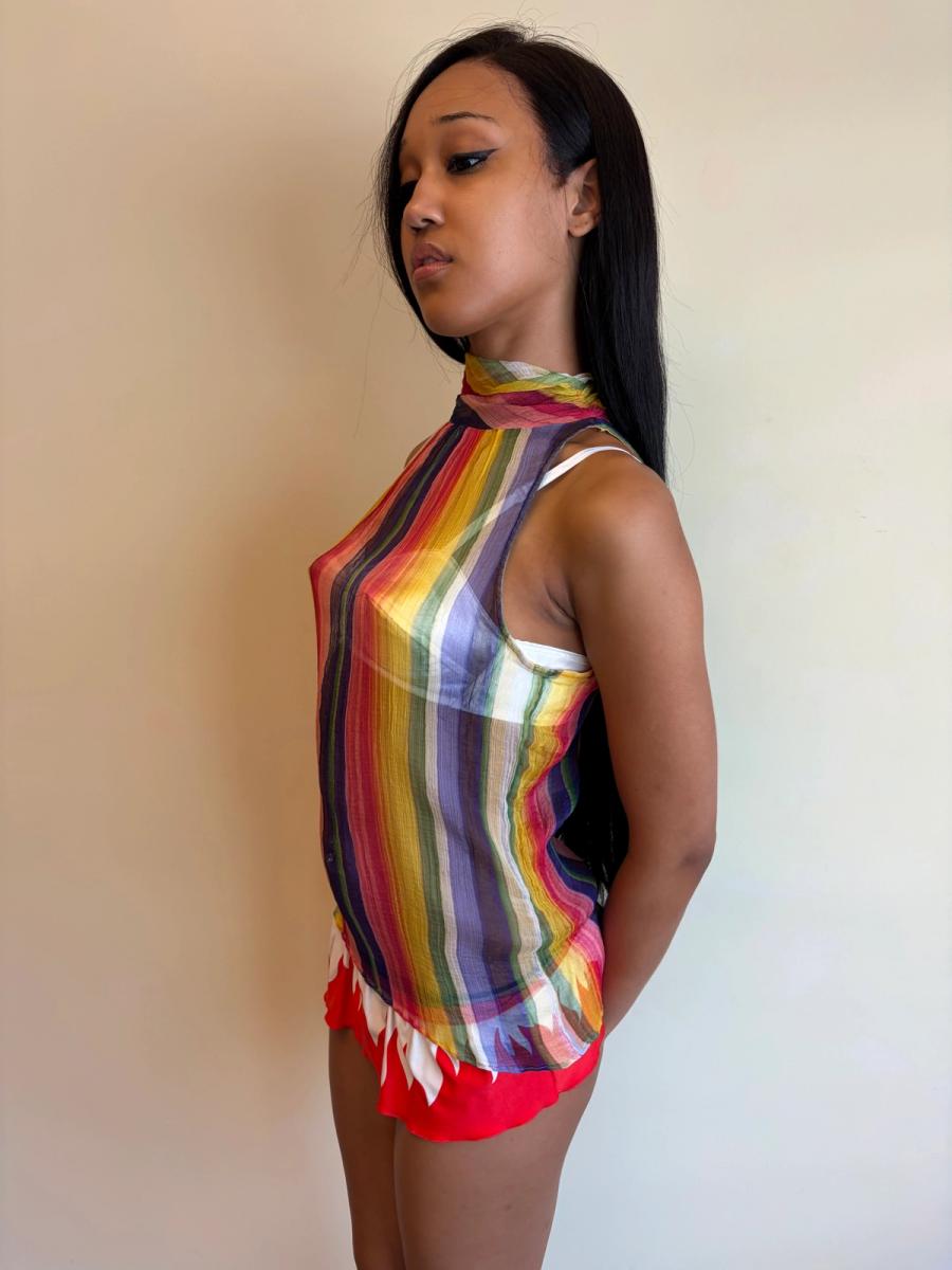 1930s Rainbow Chiffon Crepe Top product image