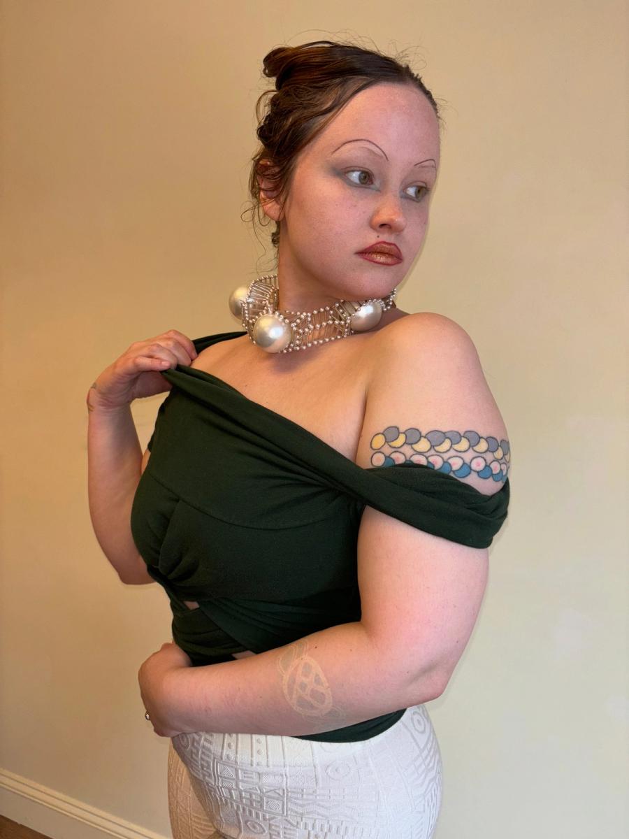 90s Romeo Gigli Green Criss Cross Top product image