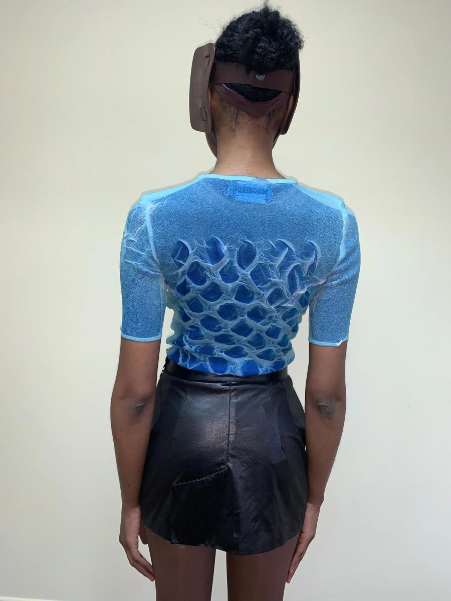 90s Yoshiki Hishinuma Blue Pleated Top product image