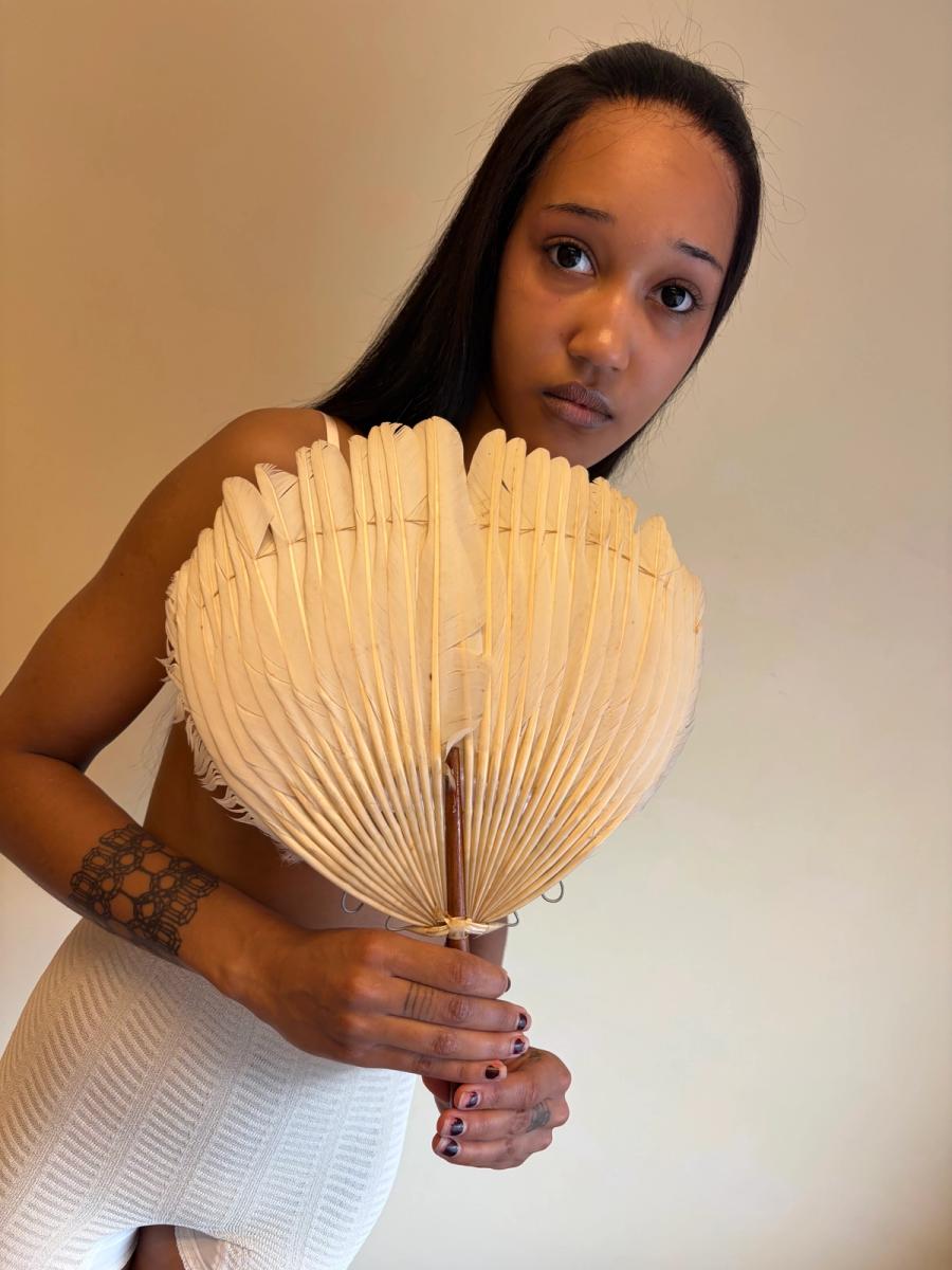 1920s Handpainted Feather Fan product image