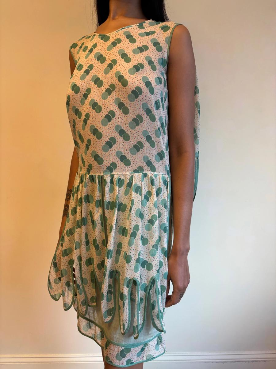 1920s Green Polka Dot Voile Day Dress product image