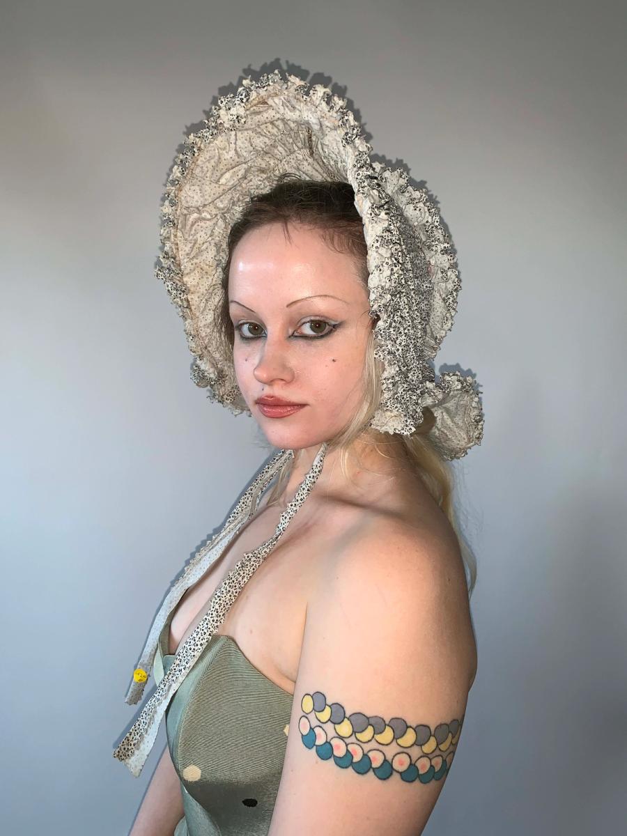 1800s Calico French Calash Bonnet product image