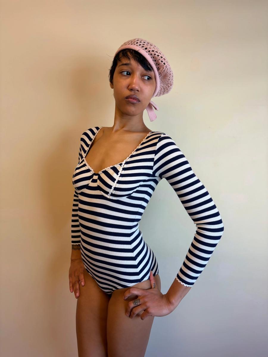 Vintage Chantal Thomass Striped Bustier Leotard product image