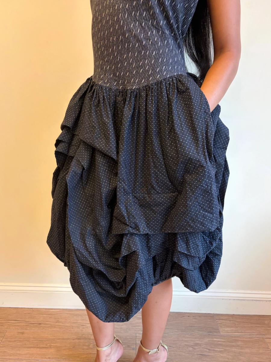 80s Popy Moreni Asymmetrical Ruched Dress product image