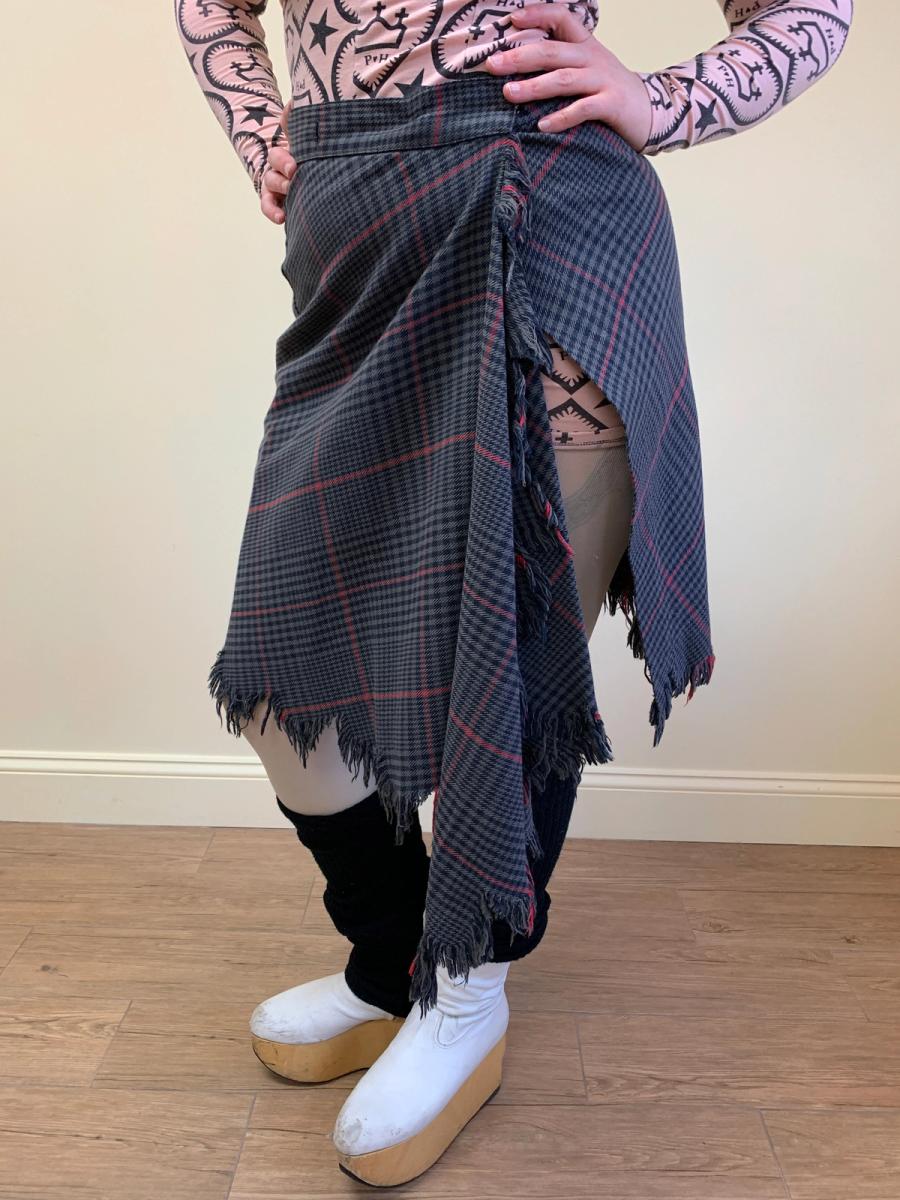 90s Vivienne Westwood Shredded Tartan Skirt product image