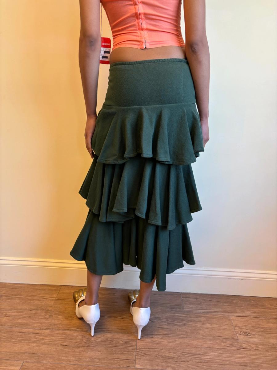 80s Norma Kamali Fleece Ruffle Skirt product image