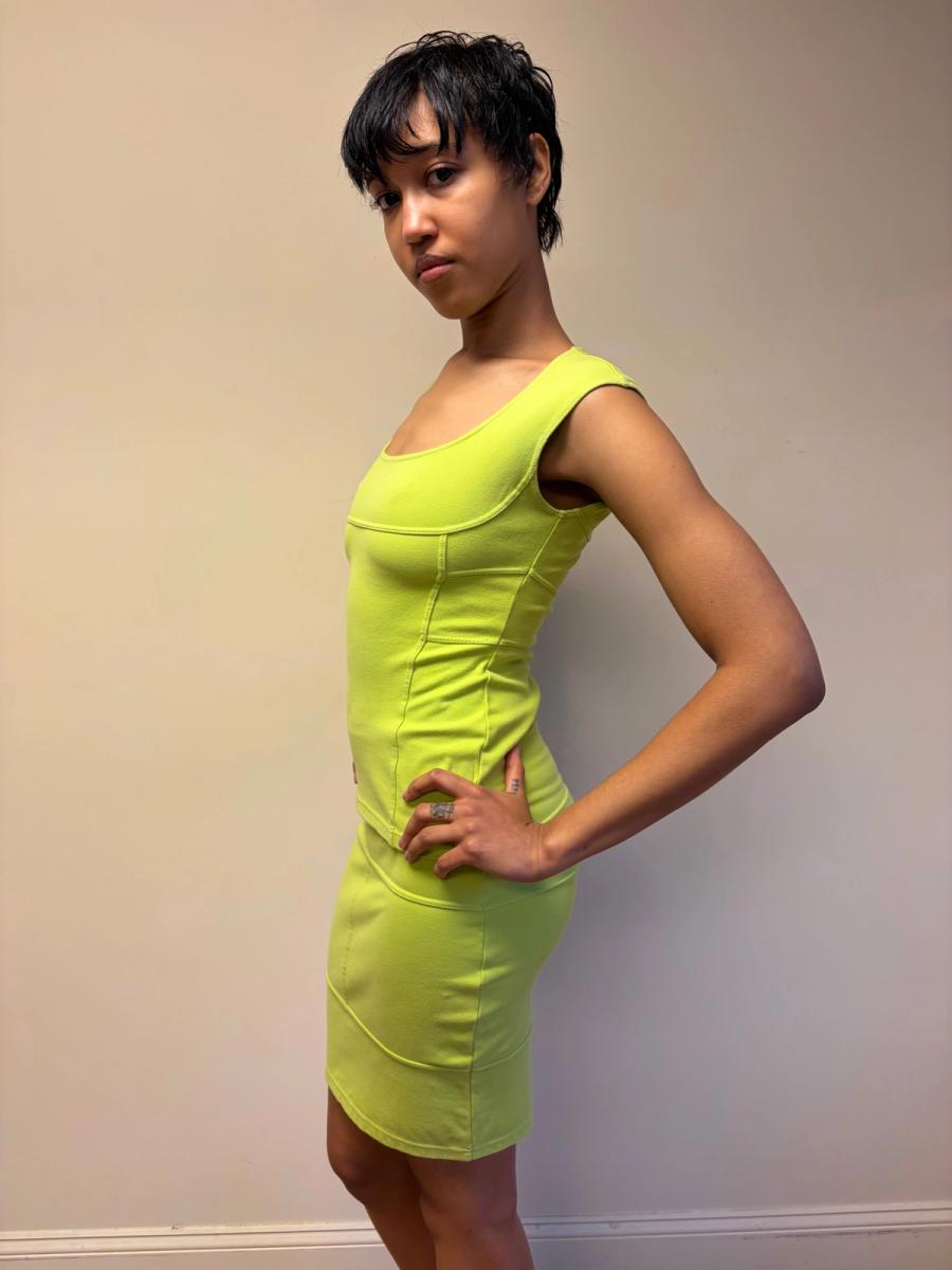 80s Claude Montana Lime Green Seamed Set product image