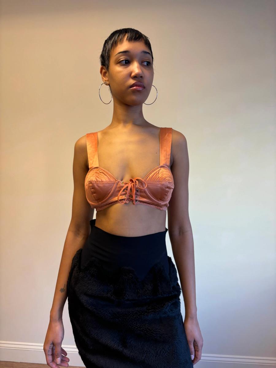 1980s Gaultier Junior Peach Satin Bullet Bra Top product image