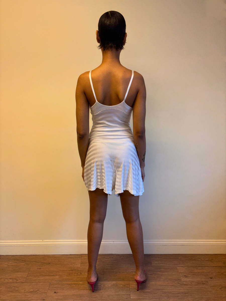 1930s White Striped Rayon Knit Step In  product image