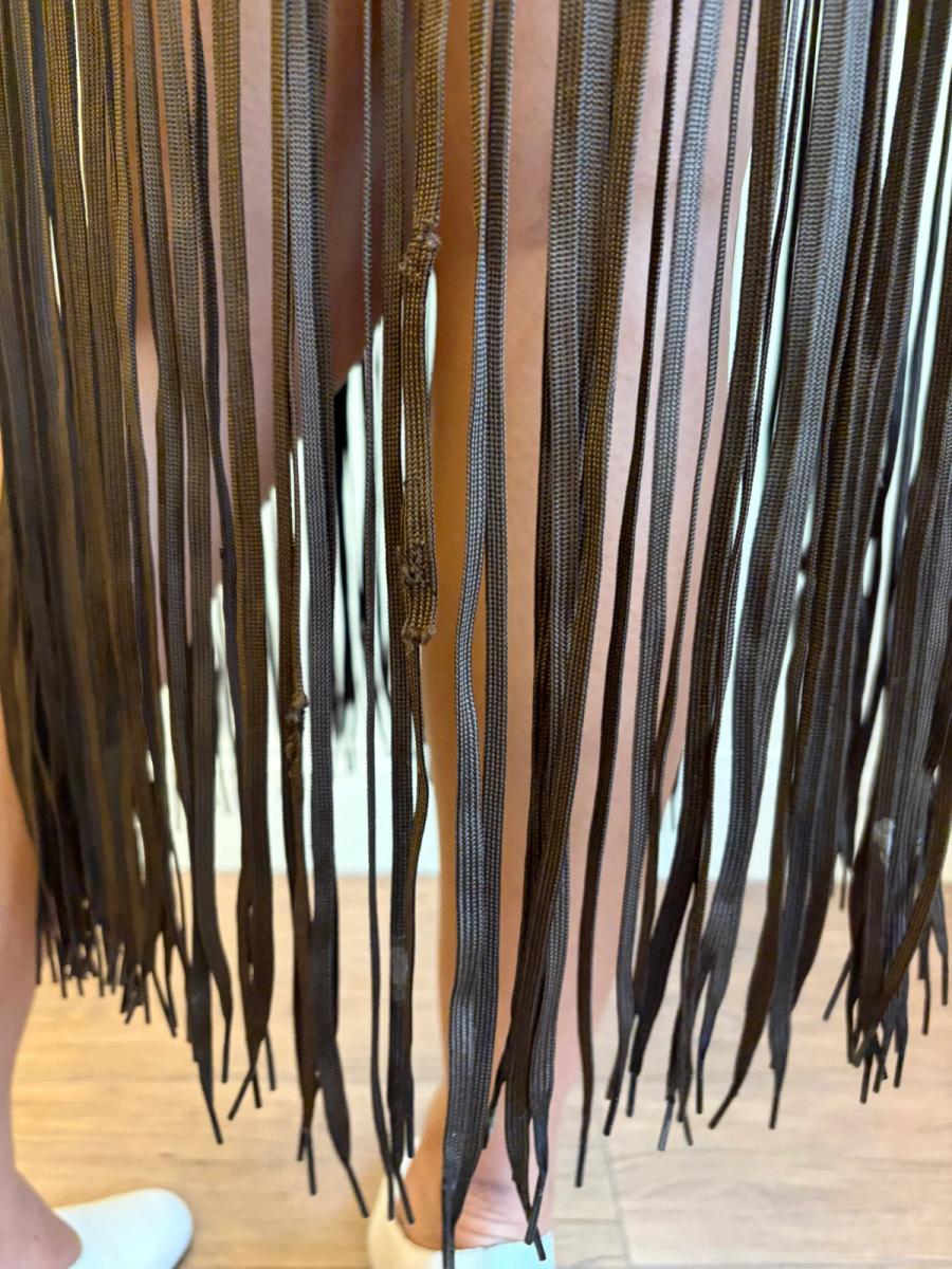 1990 Gaultier Satin Cone Bra Girdle Dres with Lacing Fringe Hem product image