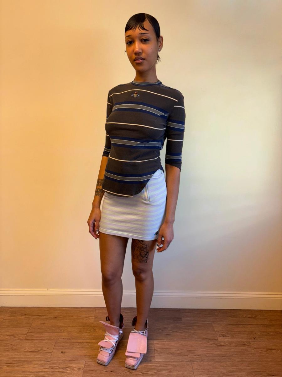 90s Striped Orb Quarter Length Sleeve Shirt product image