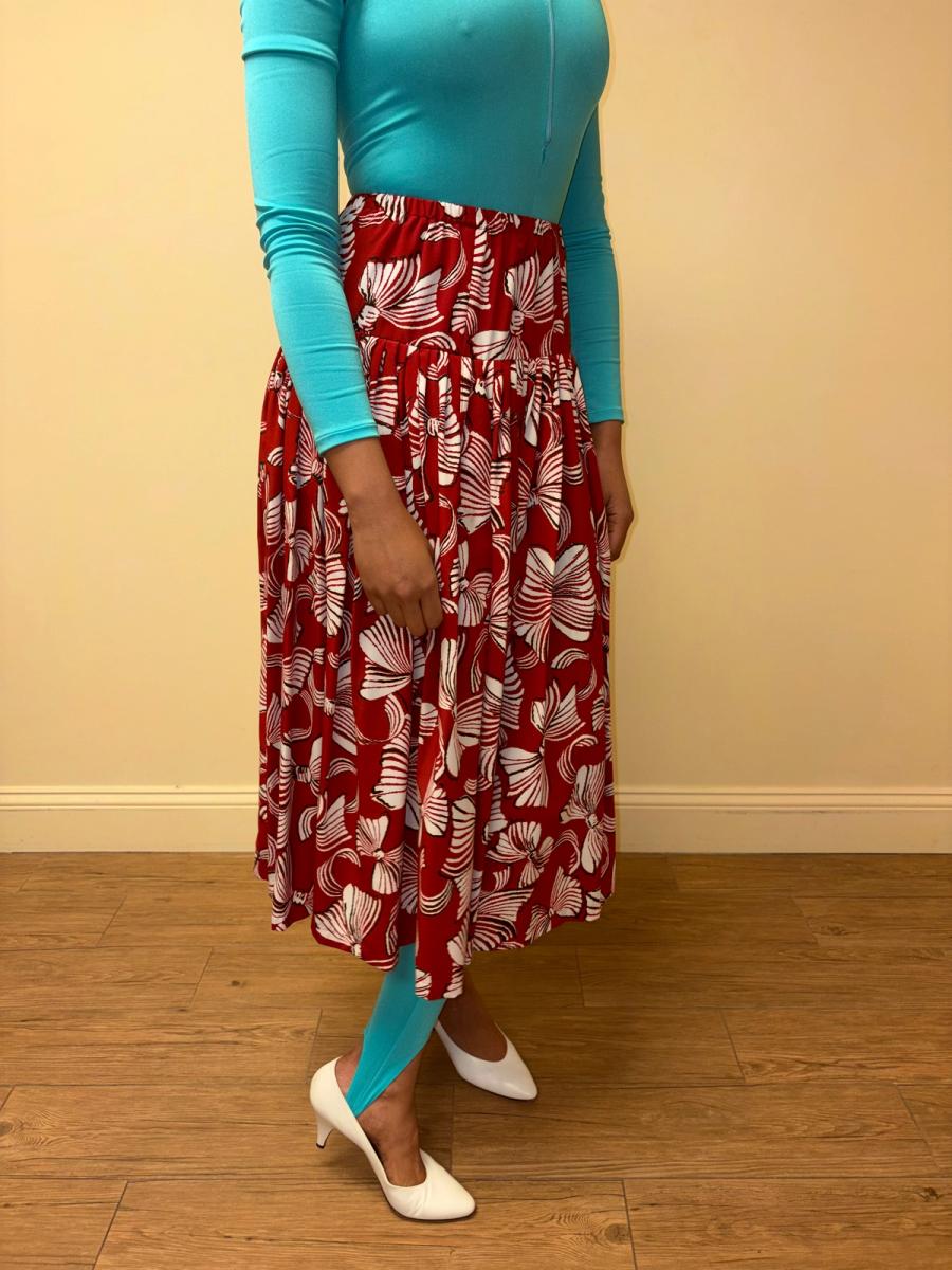 80s Norma Kamali Red Bow Skirt product image