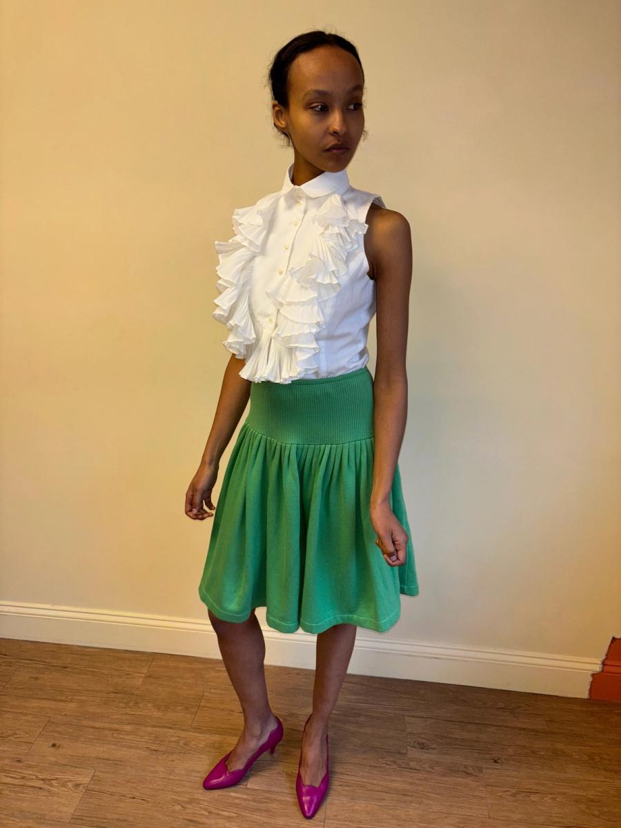 80s Norma Kamali Green Sweat Skirt product image