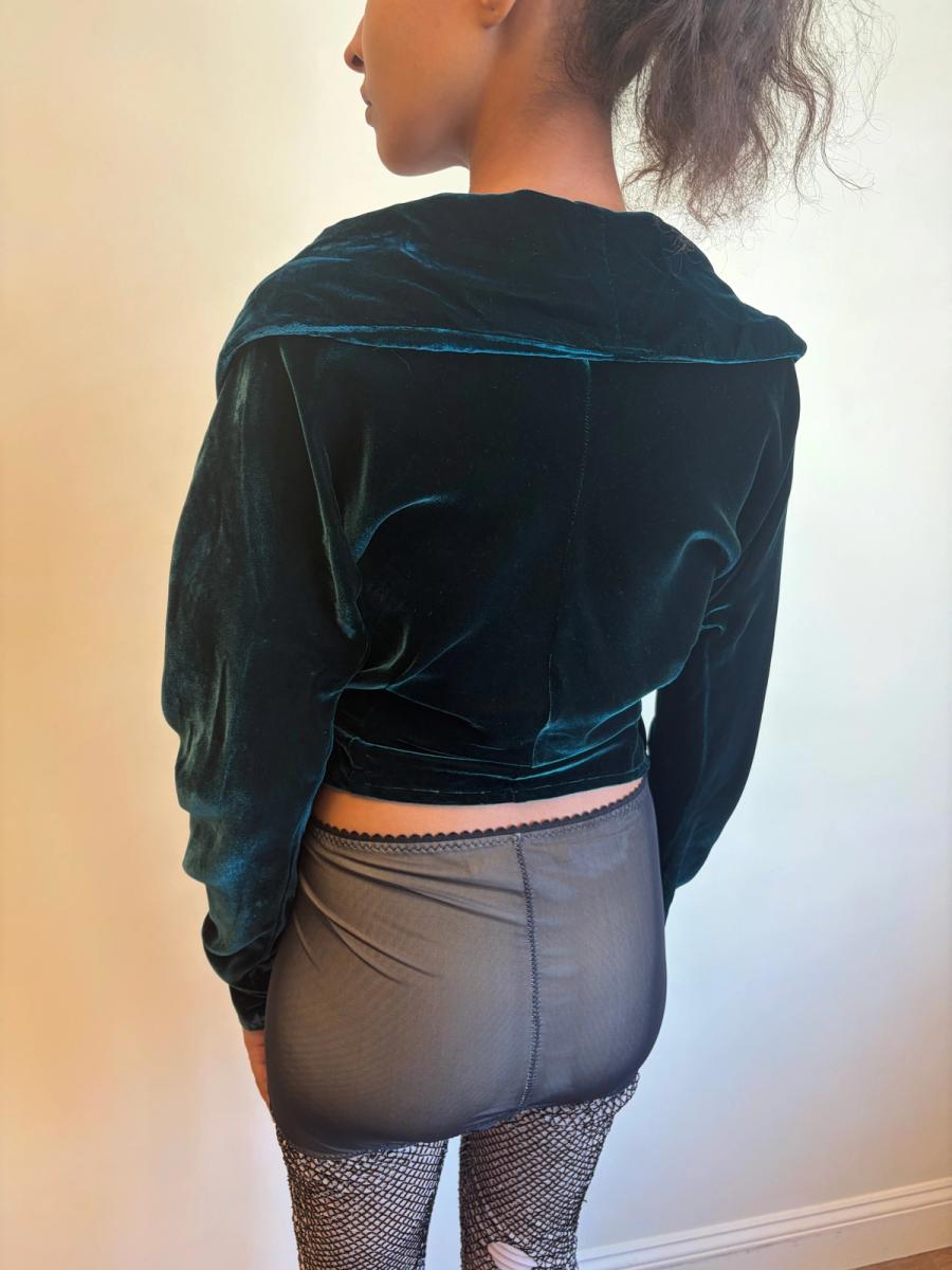 90s Katharine Hamnett Green Velvet Blouse product image