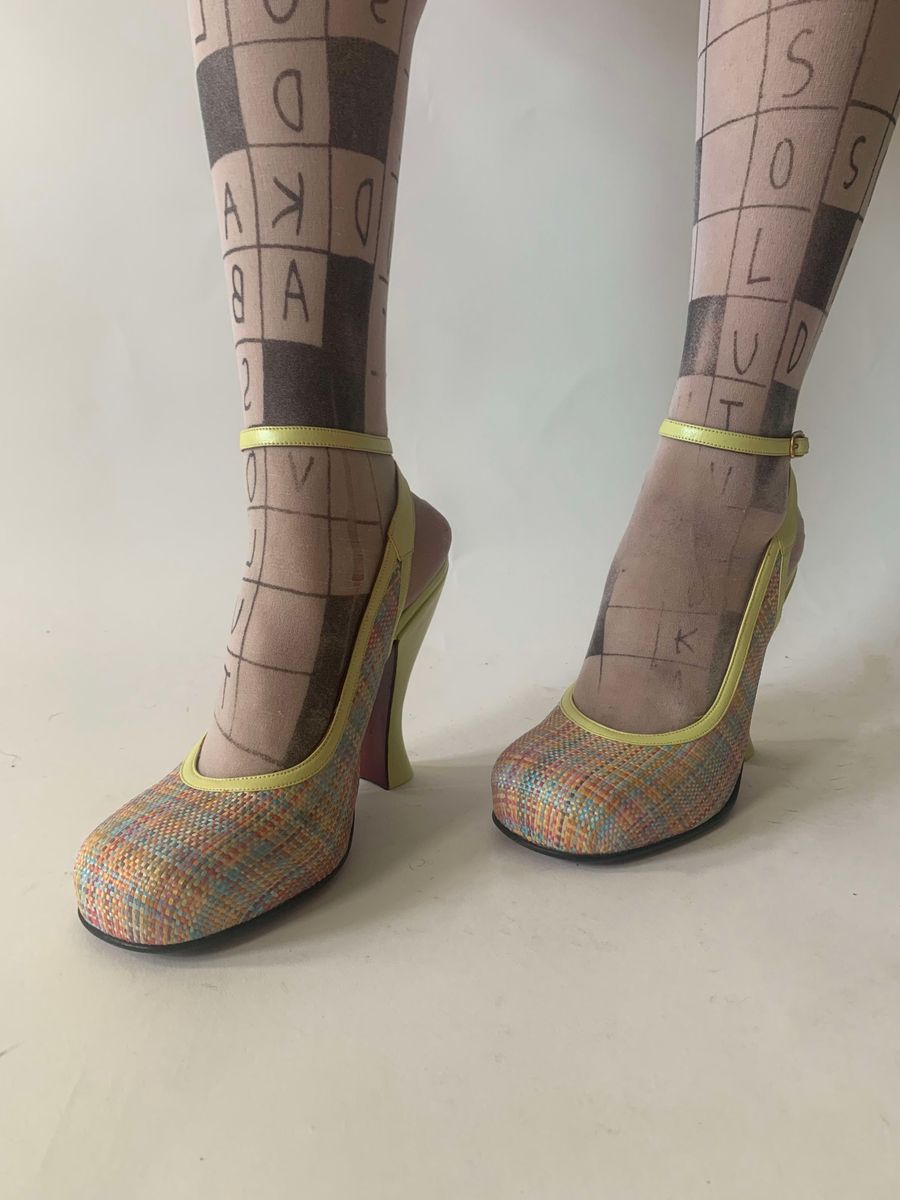 Vivienne Westwood Slingback Plaid Raffia Pumps product image