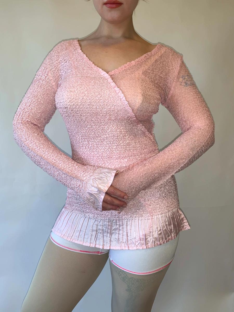 Yoshiki Hishinuma Crinkled Pink Top product image