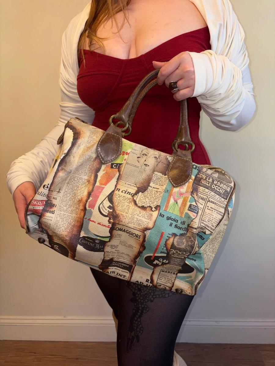 Singed Italian Newsprint Bag product image
