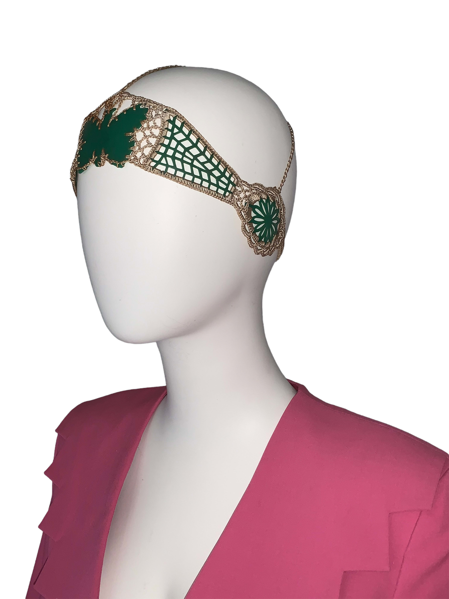 1920s French Celluloid Macrame Butterfly Headdress product image
