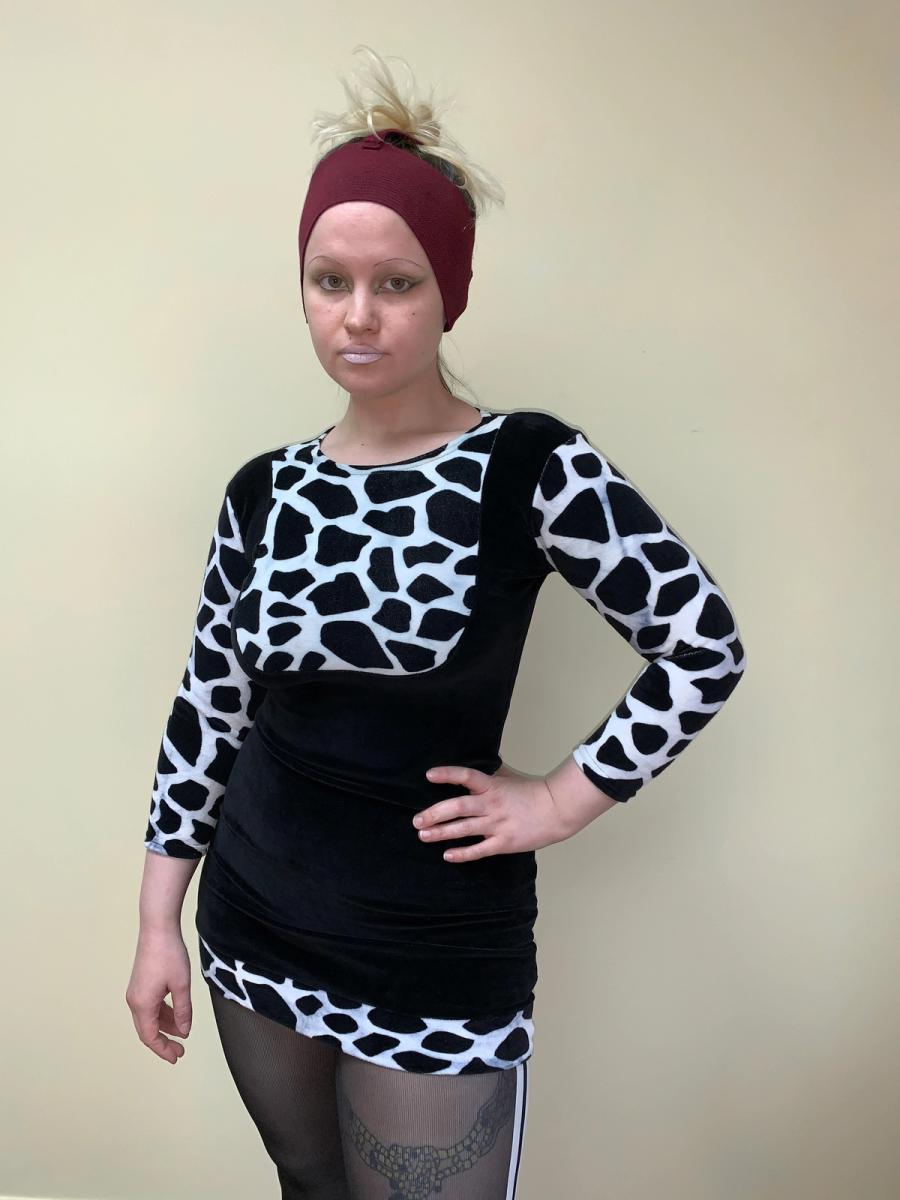 1980s Cow Print Velvet Dress product image