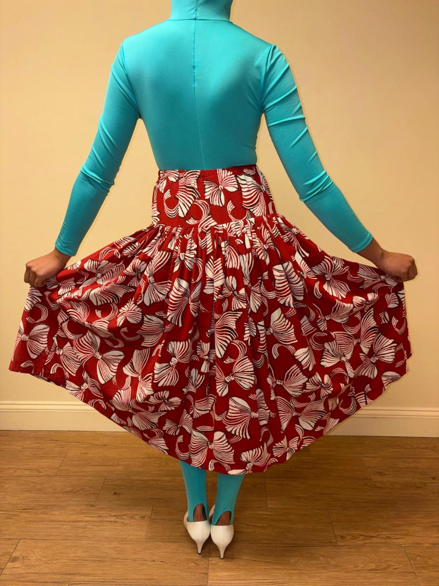 80s Norma Kamali Red Bow Skirt product image