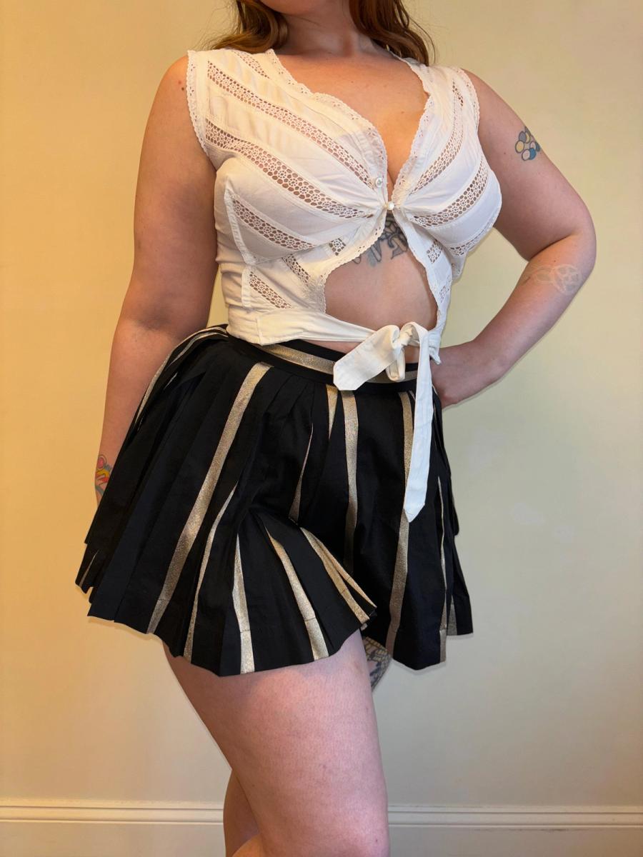 Vivienne Westwood Gold and Black Pleated Skirt