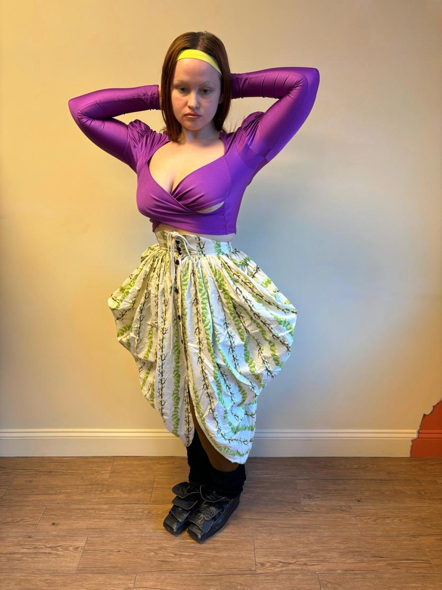 Vintage Chantal Thomass Ribbon and Leaf Print Voluminous Skirt product image