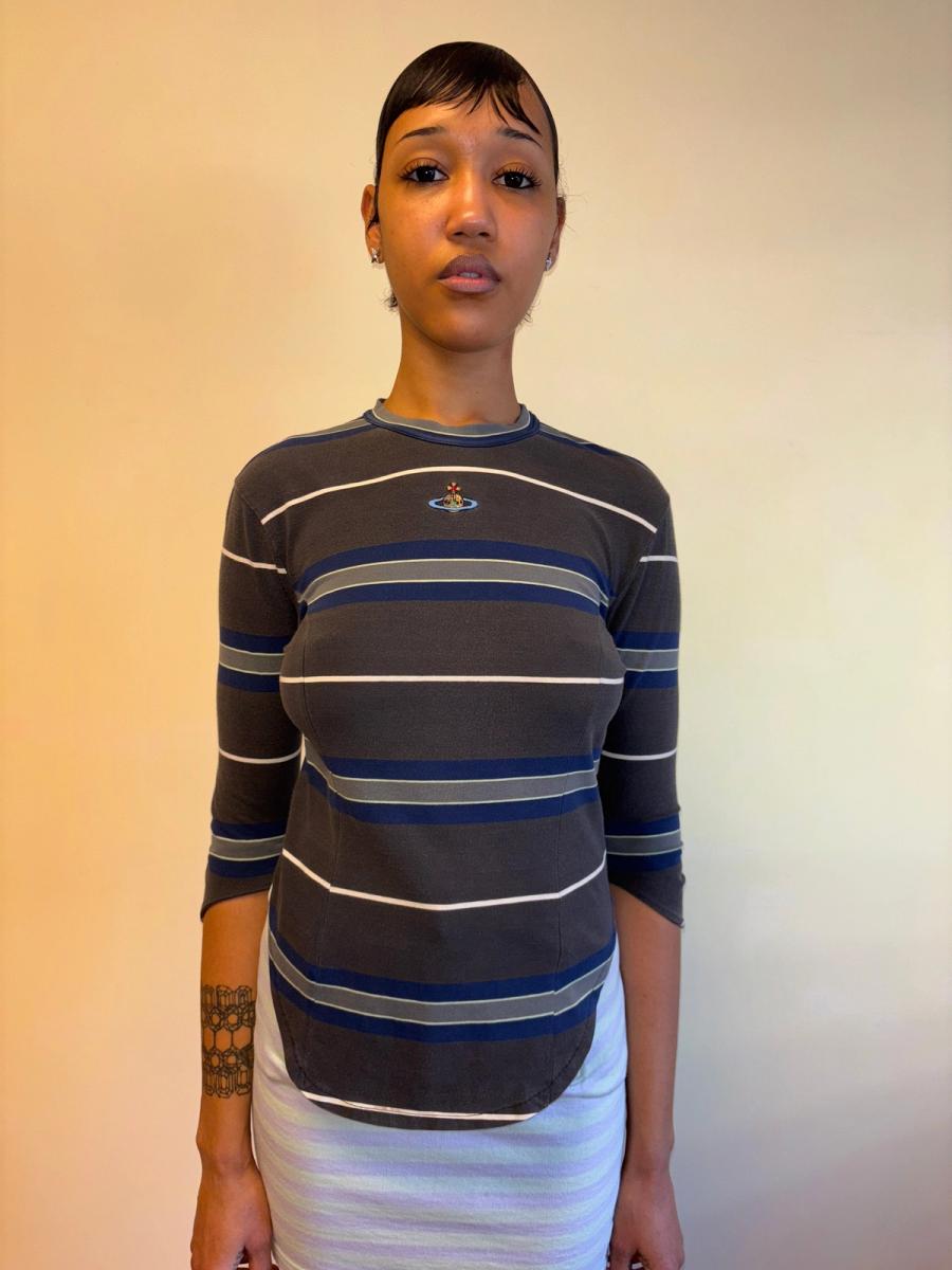 90s Striped Orb Quarter Length Sleeve Shirt product image