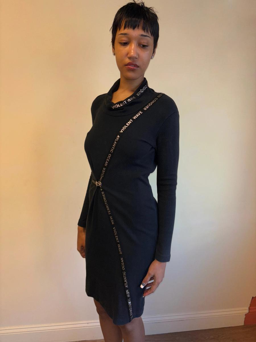 80s Kansai Yamamoto Suspender Clip Text Dress product image