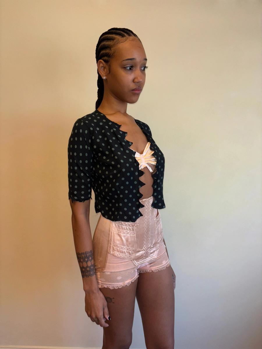 30s Polka Dot Top with Jagged Hem product image