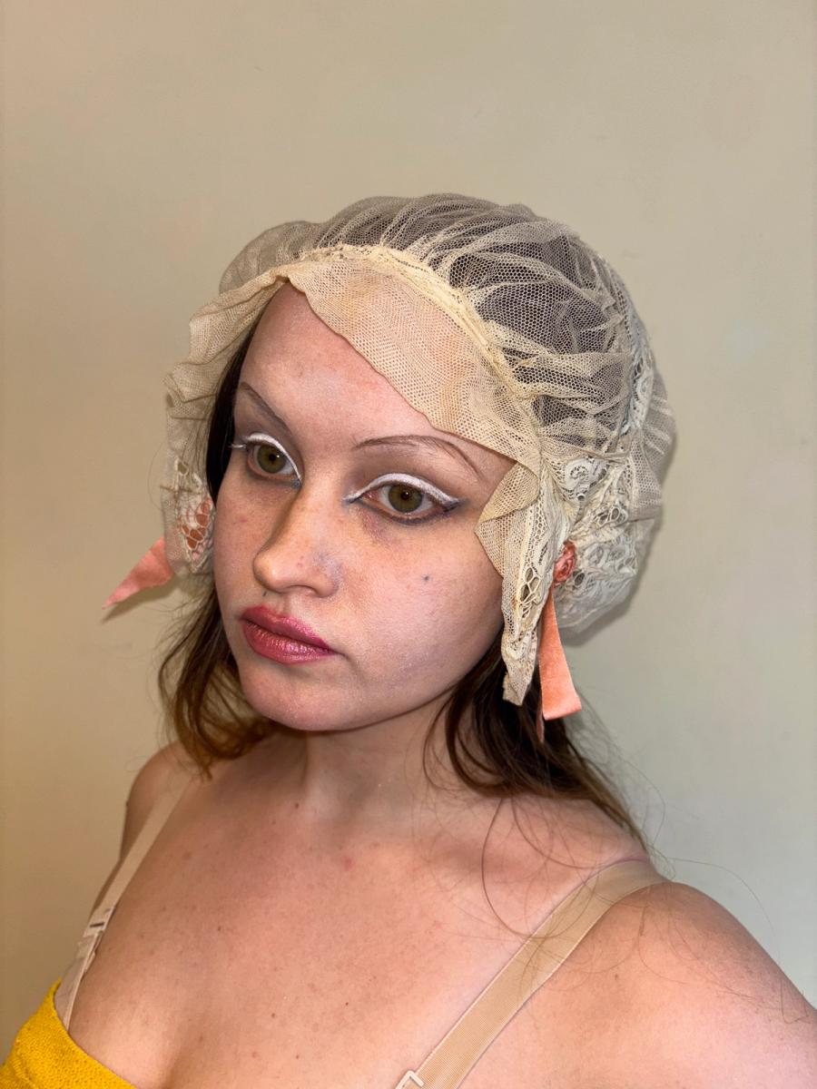 1920s Bonnet with Pink Ribbons product image