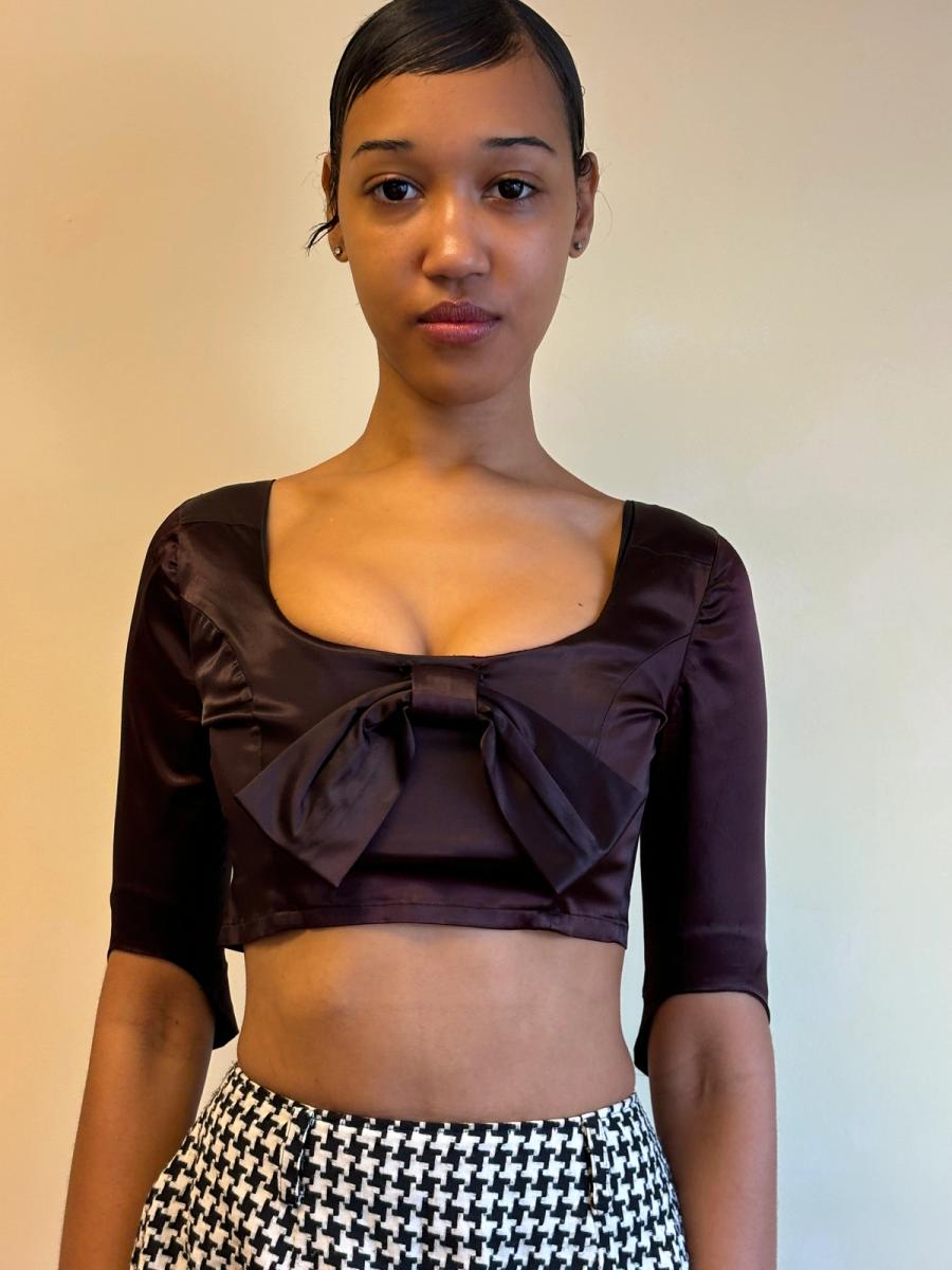 90s Vivienne Westwood Short Corset With Sleeves & Bow 