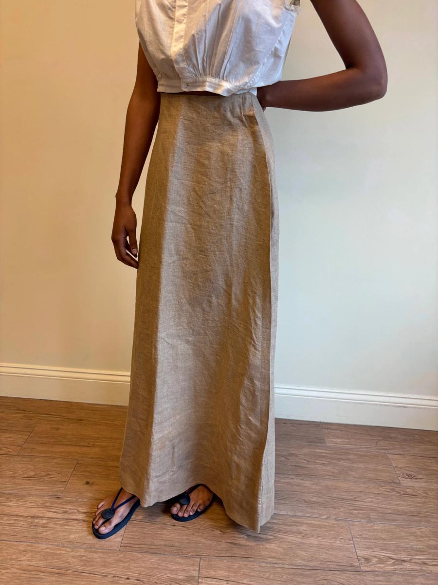 Edwardian Buff Linen Travel Skirt product image
