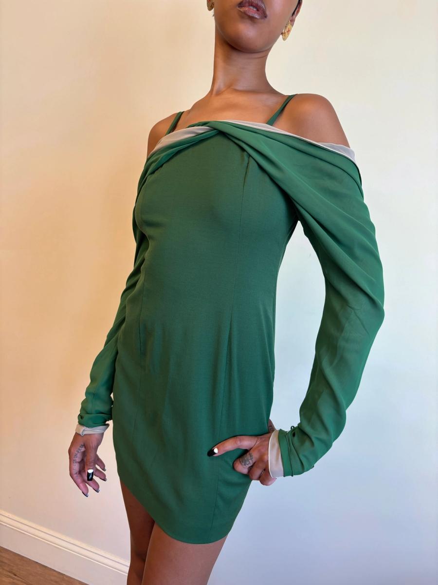 1980s Dolce & Gabbana Layered Chiffon Sleeve Dress product image