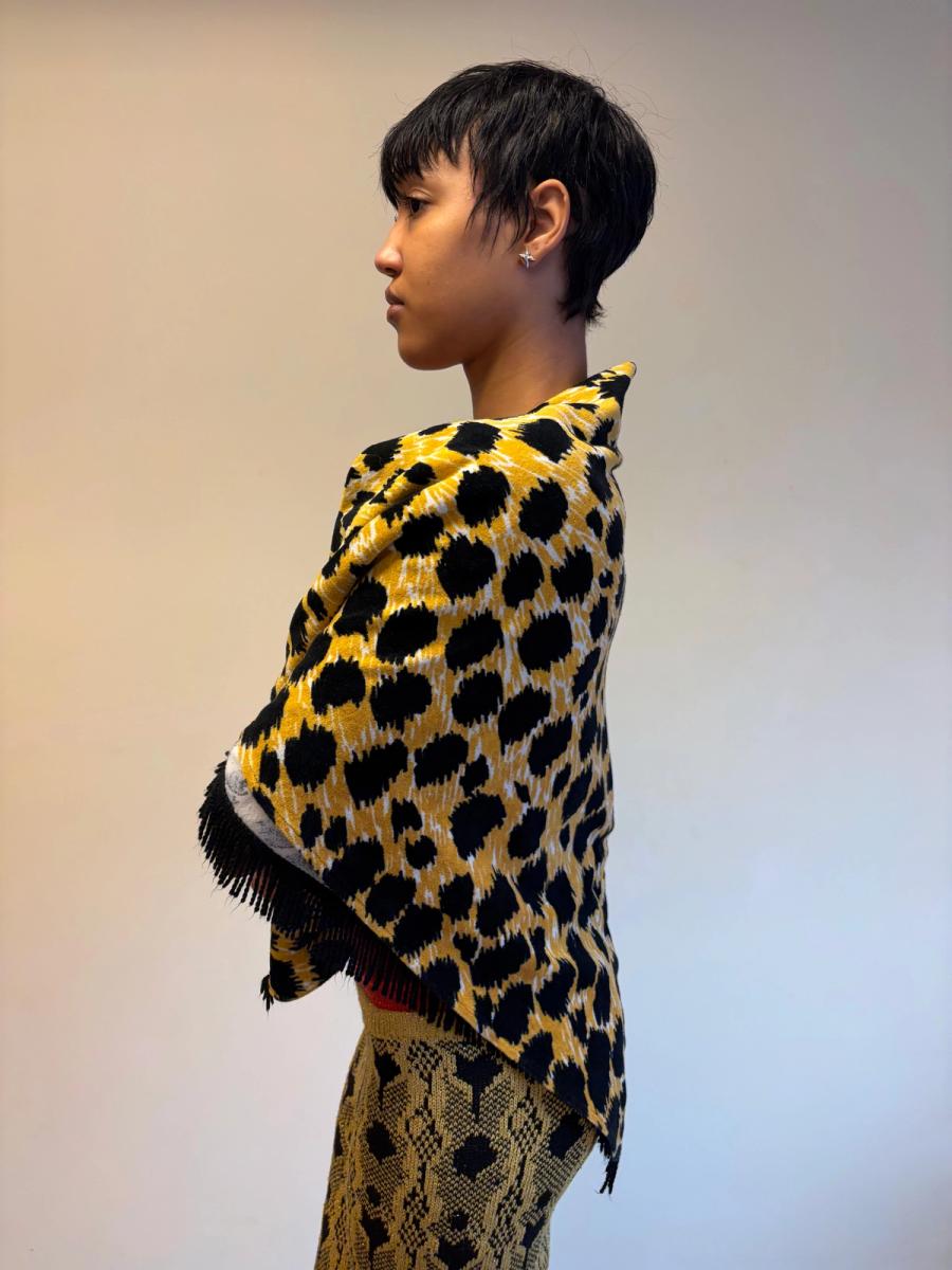 80s Yvan & Marzia Terrycloth Leopard Print Scarf product image