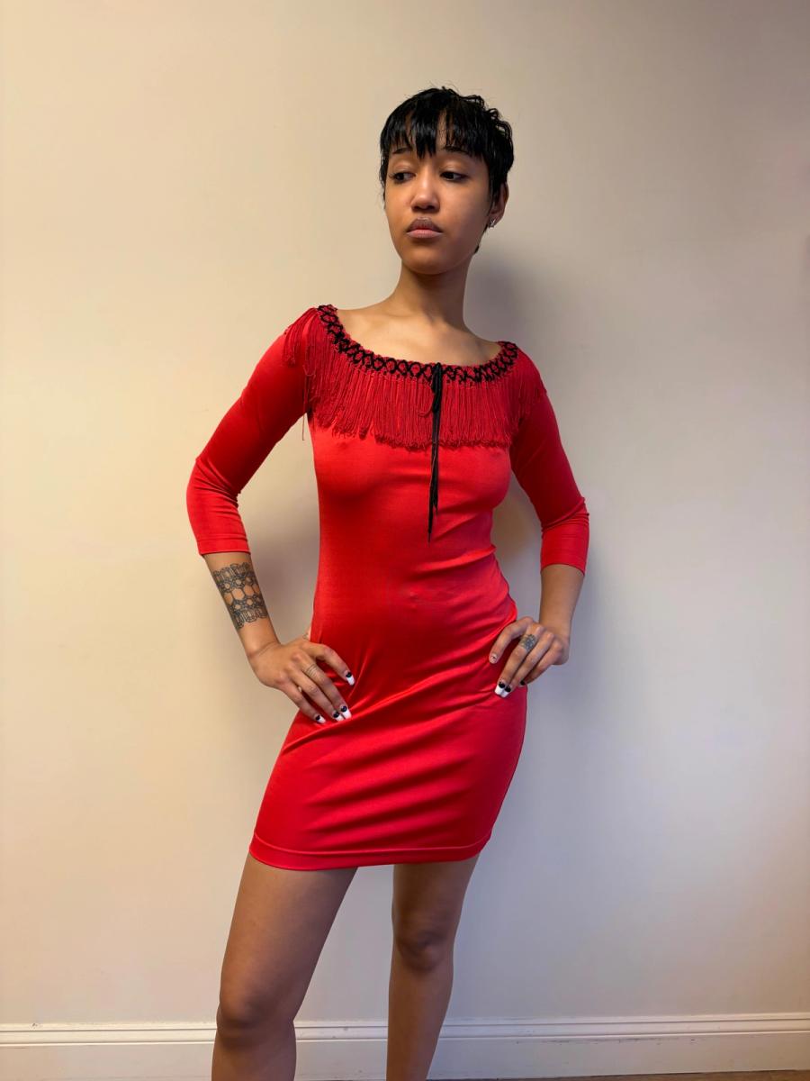 90s Chantal Thomass Red Fringe Dress product image