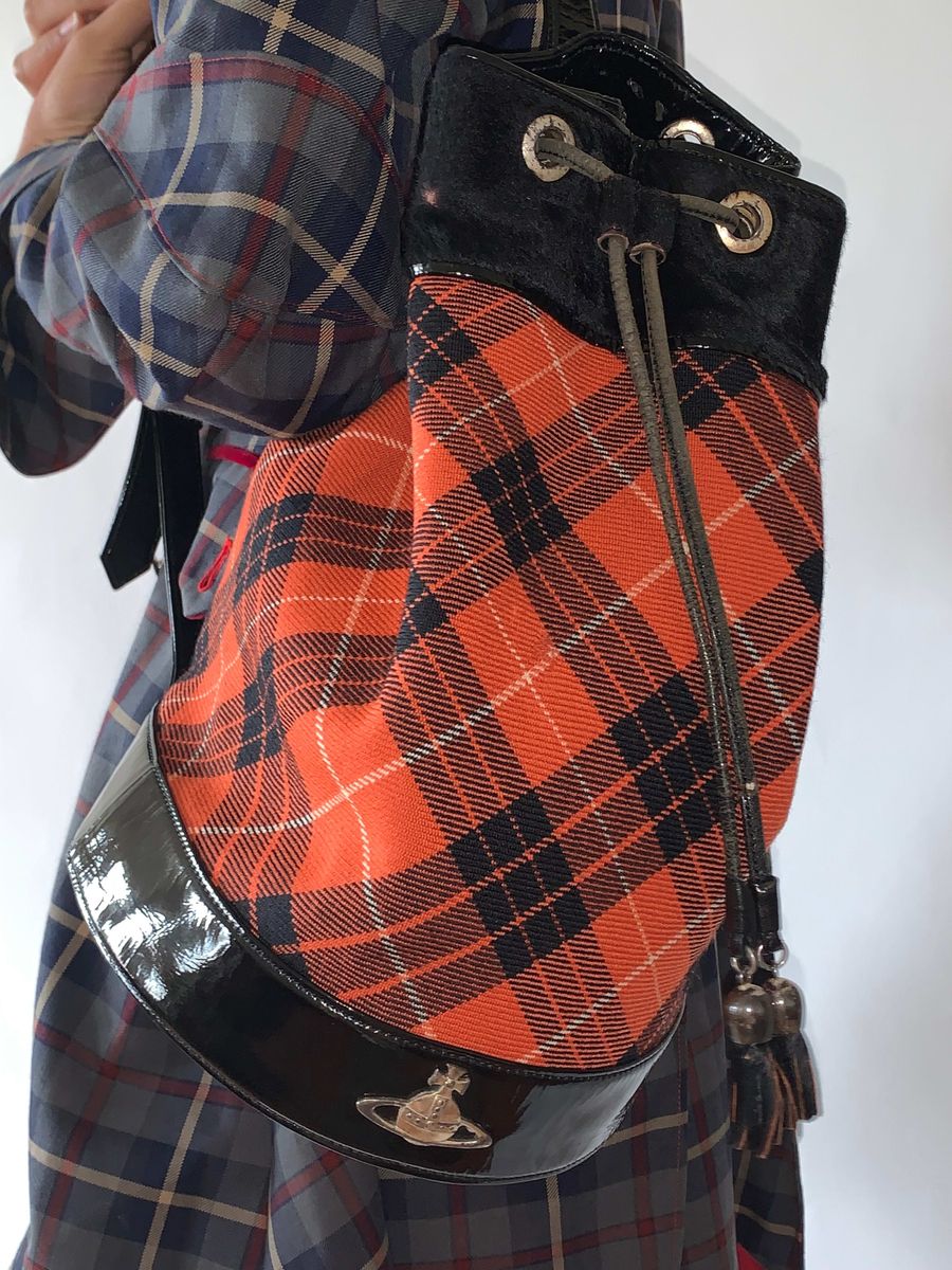 90s Vivienne Westwood Tartan Barrel Bag product image
