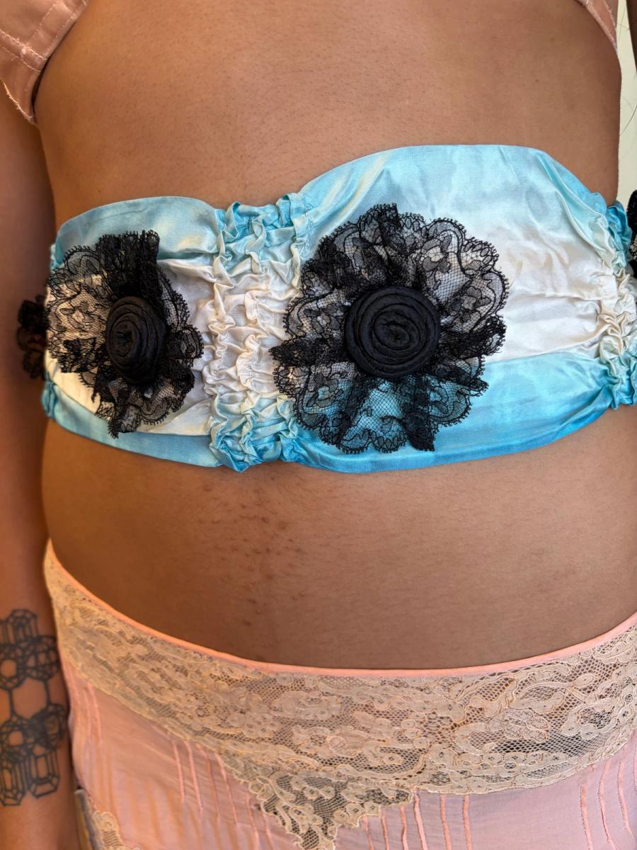 1890s Moiré Turquoise Sash product image