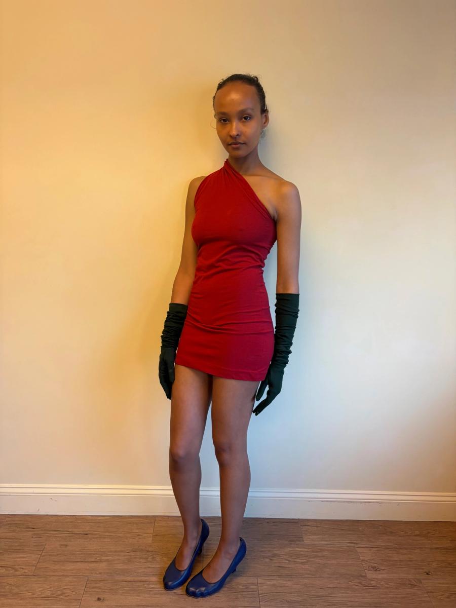 90s Romeo Gigli Red Asymmetrical Dress product image