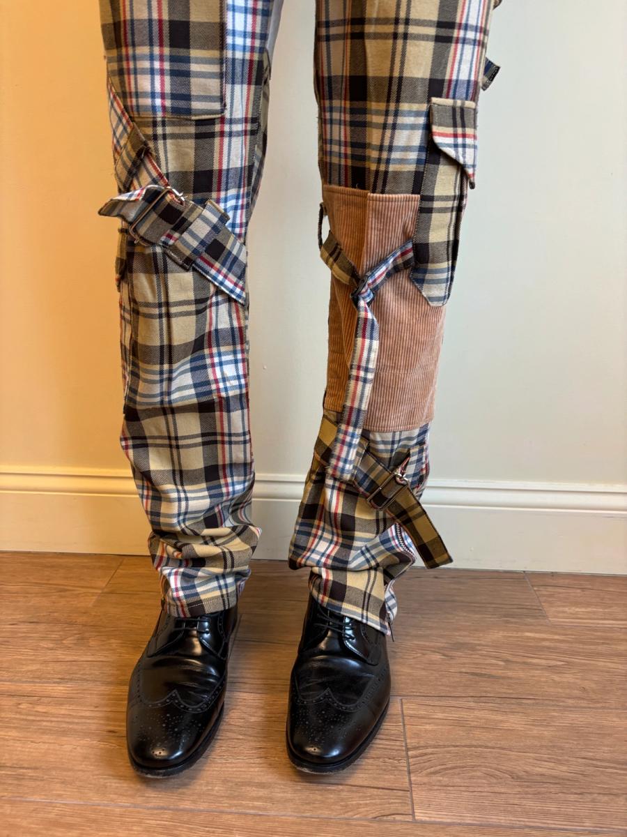 Milkboy Leather Patchwork Plaid Pants product image
